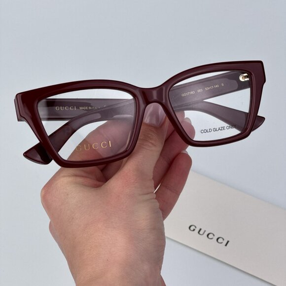 Gucci Women Burgundy Cat Eye BRAND NEW Eyeglasses GG1715O 003 - Picture 1 of 10